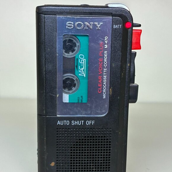 Sony M-470 Clear Voice Plus Microcassette Voice Recorder w/ Tape TESTED WORKS - Picture 1 of 9